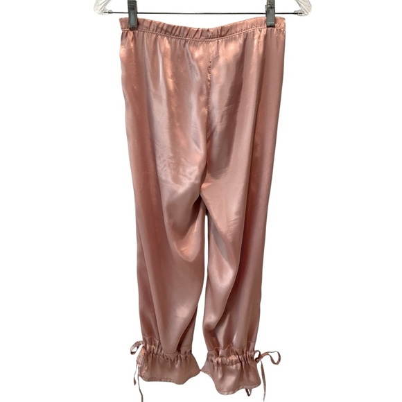One & One Satin Drawstring Lounge Pants Crop Peach Silky Vintage Size Med - Picture 3 of 4